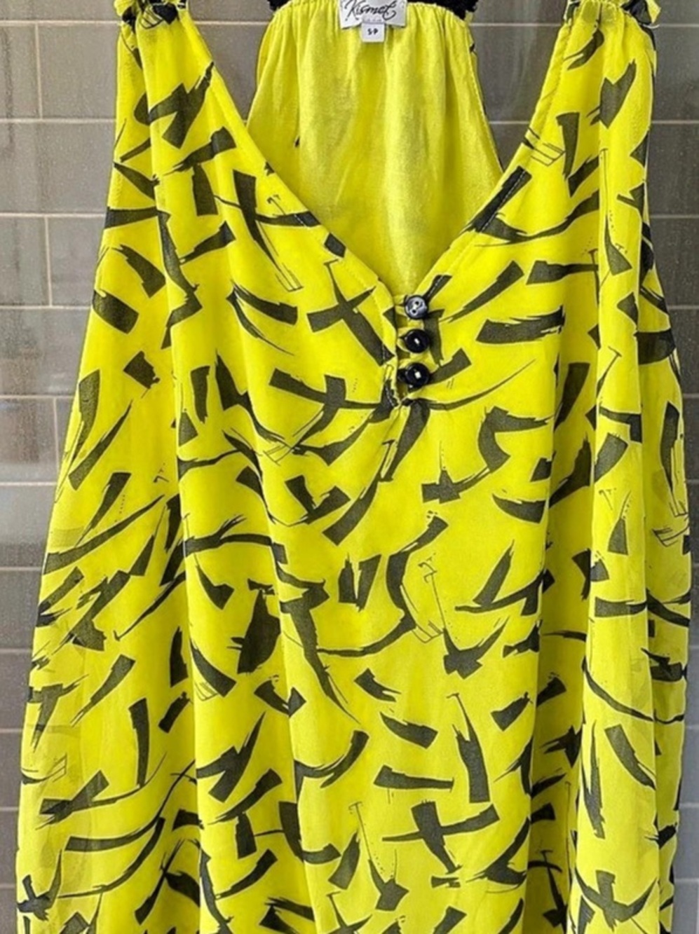 Kismet Yellow Abstract Tank Top Like New